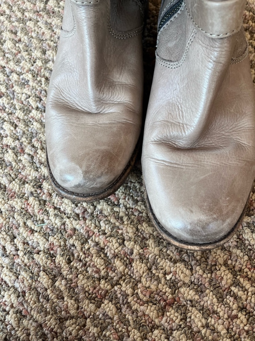 DAMAGED Frye Knee High Grey Boots Side Zip Buckle Mexico Made Leather Boots - Picture 7 of 10